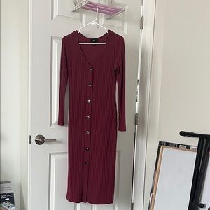Iz Byer Burgundy Long Sleeve Dress